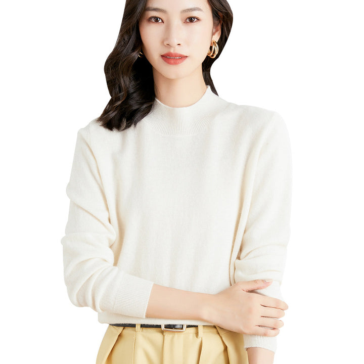 Women's Short Roll Neck Fine Knit Sweater with Light Mohair Effect Mune Fashion