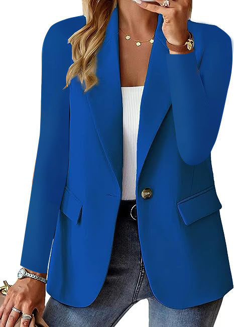 Women Sleeveless Longline Blazer Vest with Lapel Collar, Single Button and Patch Pockets Mune Fashion
