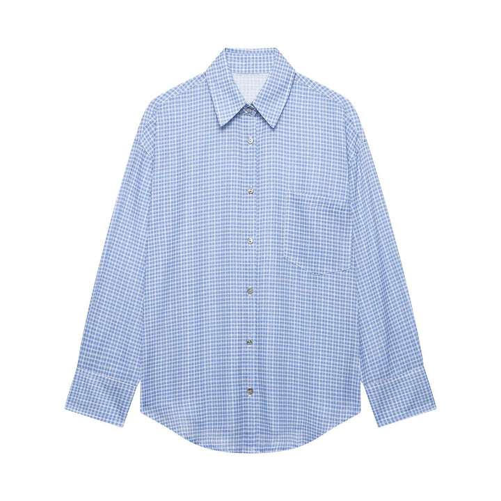 Women Oversize Shirt Blouse with Breast Pocket and Dropped Shoulders Mune Fashion