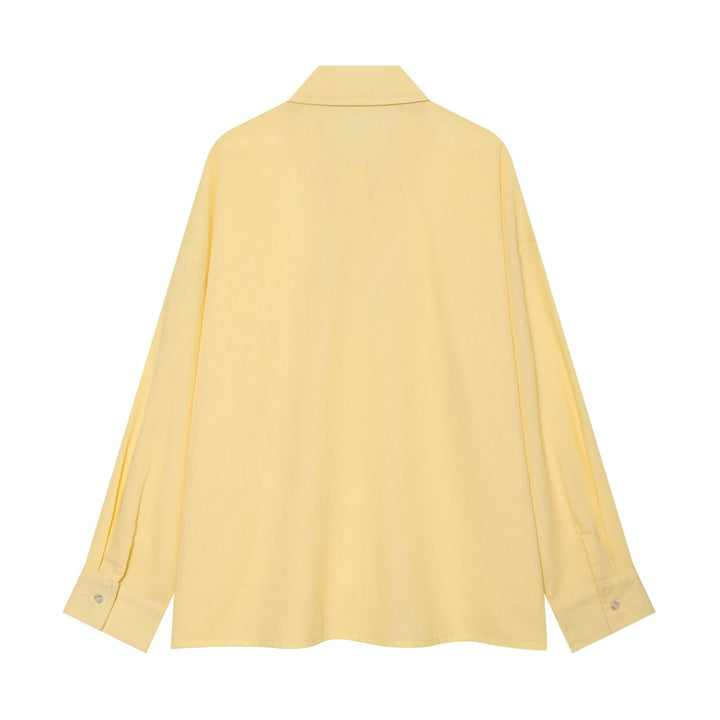 Women Oversized Shirt Blouse with Extra Wide Cut and Pointed Shirt Collar Mune Fashion