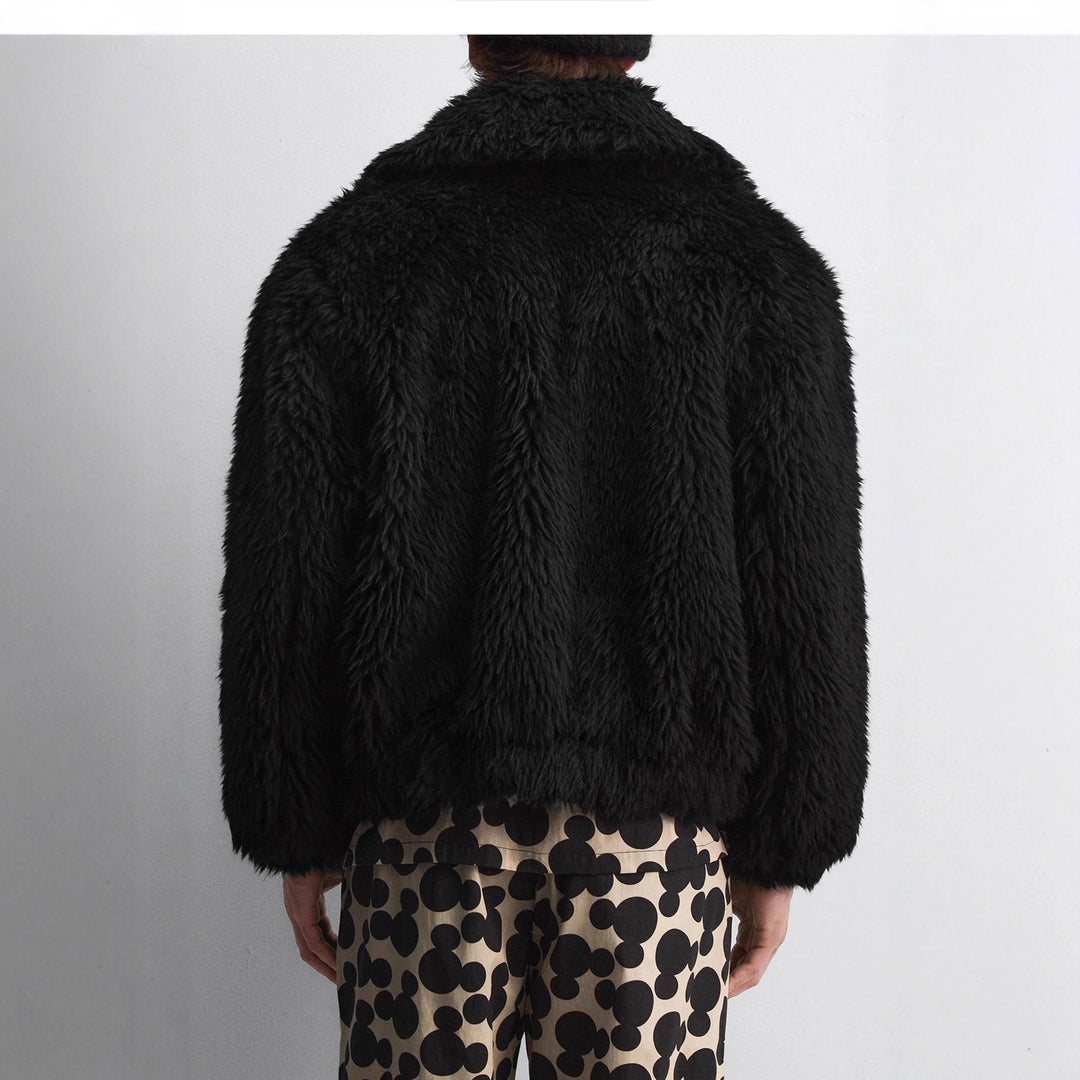Men's short jacket made of faux fur with zipper and boxy cut Mune Fashion