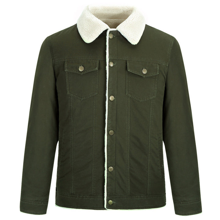 Men's Cotton Canvas Trucker Jacket with Sherpa Collar and Full Teddy Lining Mune Fashion