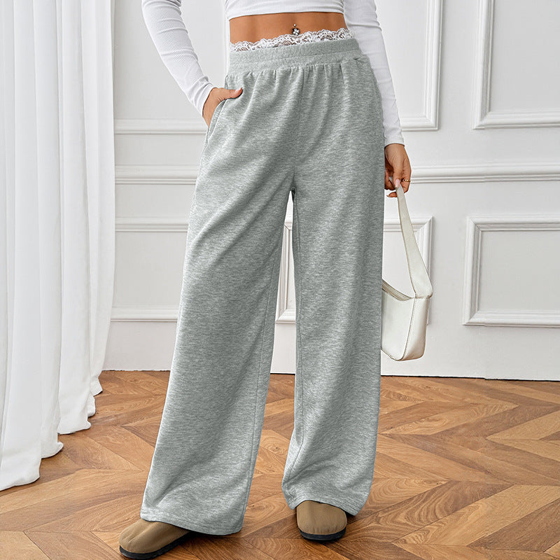 Women Comfort Width Jersey Lounge Pants with High Elastic Waistband Mune Fashion