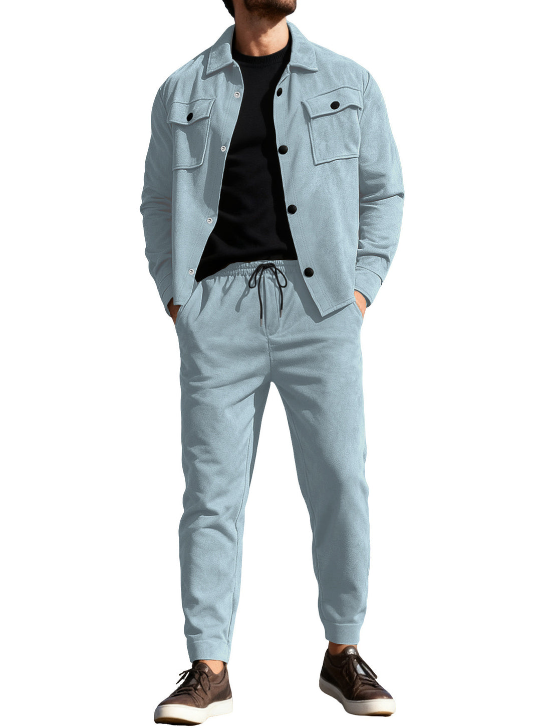 Men's Nan Shirt Jacket with Flap Pockets and Straight Cut Chino Pants Mune Fashion