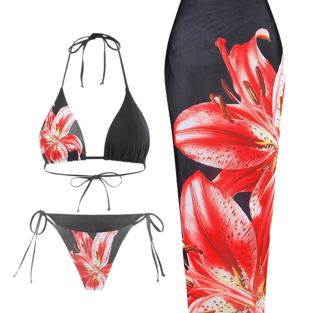Women's bikini set with floral wrap skirt Mune Fashion