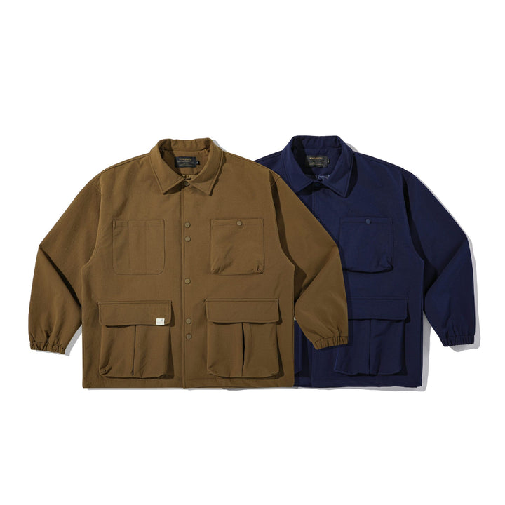 Men's Robust Canvas Utility Jacket with Snap Button Front and Elastic Cuffs Mune Fashion