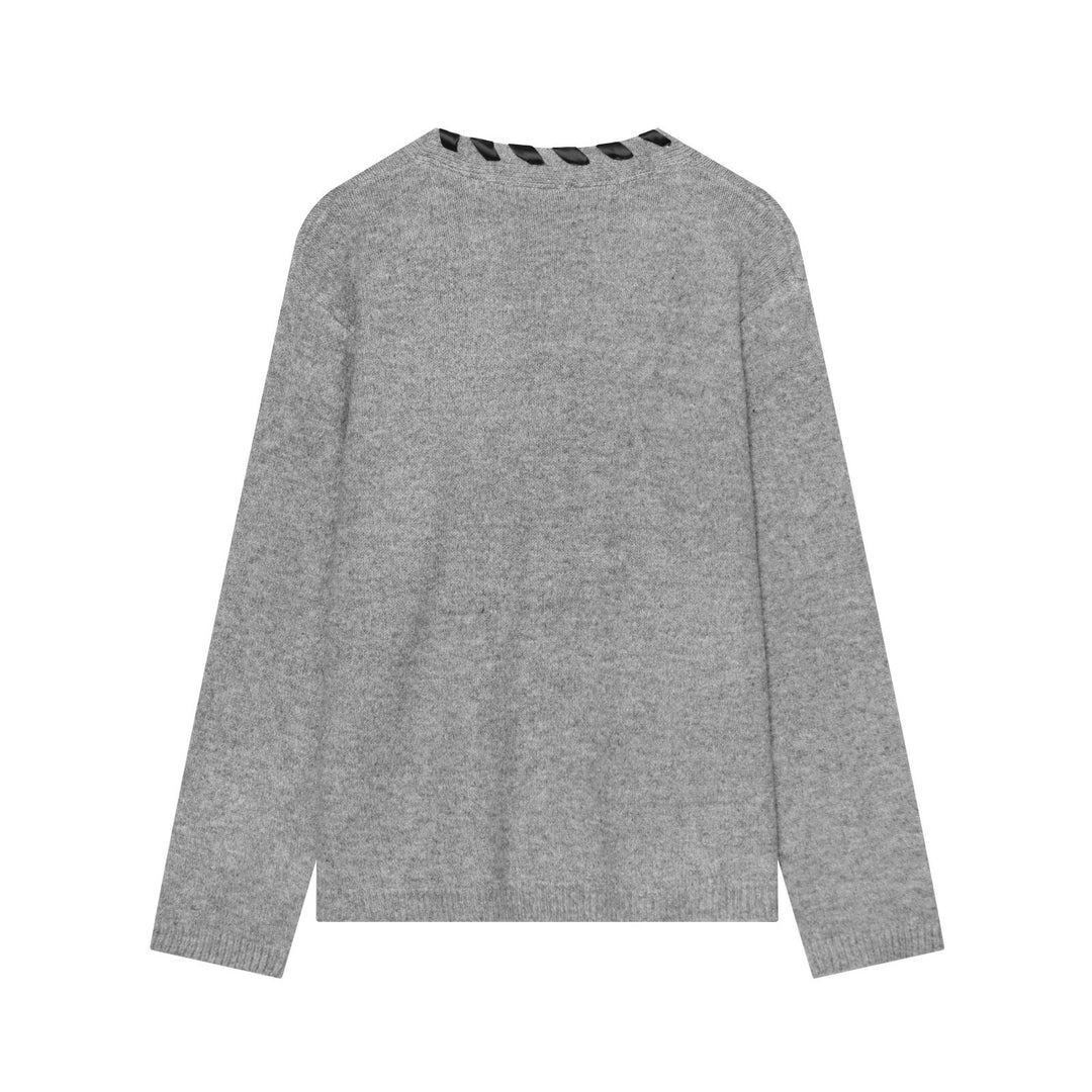 Women's Fine Knit Cardigan with V-Neck and Satin Band Trim Mune Fashion