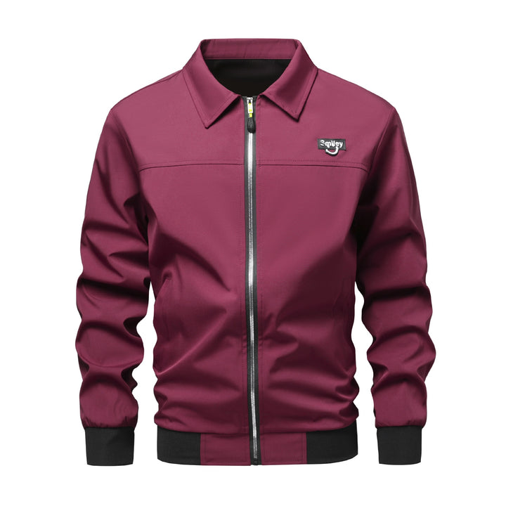 Men's Collar-Zip Blouson made of softshell with ribbed cuffs & Smiley patch Mune Fashion