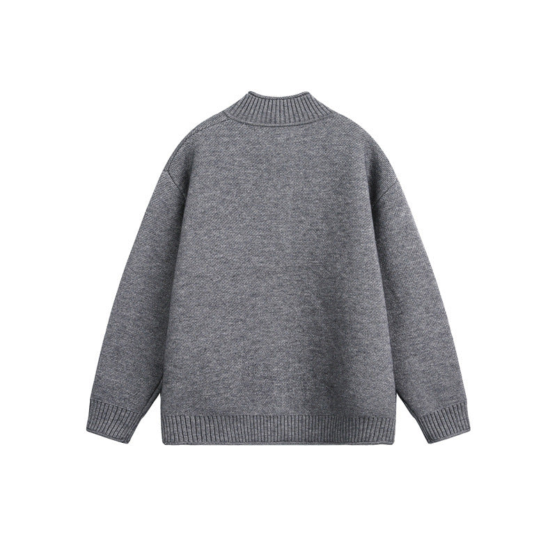 Unisex Knitted Zip Jacket with High Ribbed Collar and Oversized Cut Mune Fashion