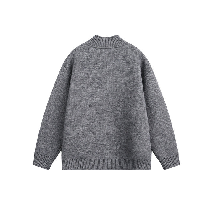 Unisex Knitted Zip Jacket with High Ribbed Collar and Oversized Cut Mune Fashion