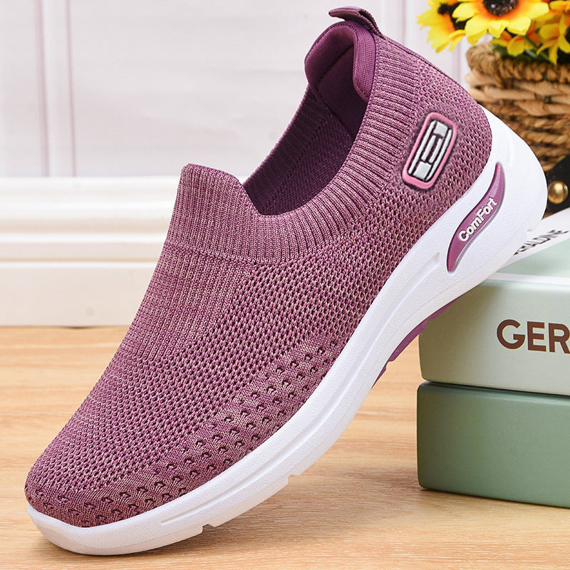 Women's seamless knit slip-on with elastic entry and shock-absorbing comfort sole Mune Fashion