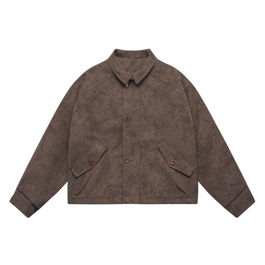 Men's short-cut suede-look blouson with patch flap pockets and shirt collar Mune Fashion