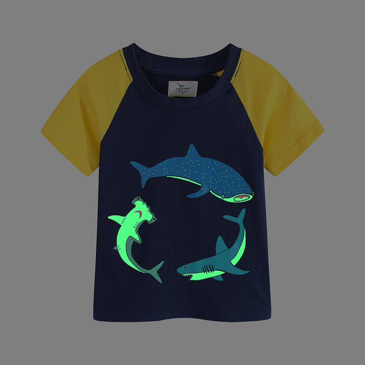 Boys T-shirt with luminous shark motif Mune Fashion