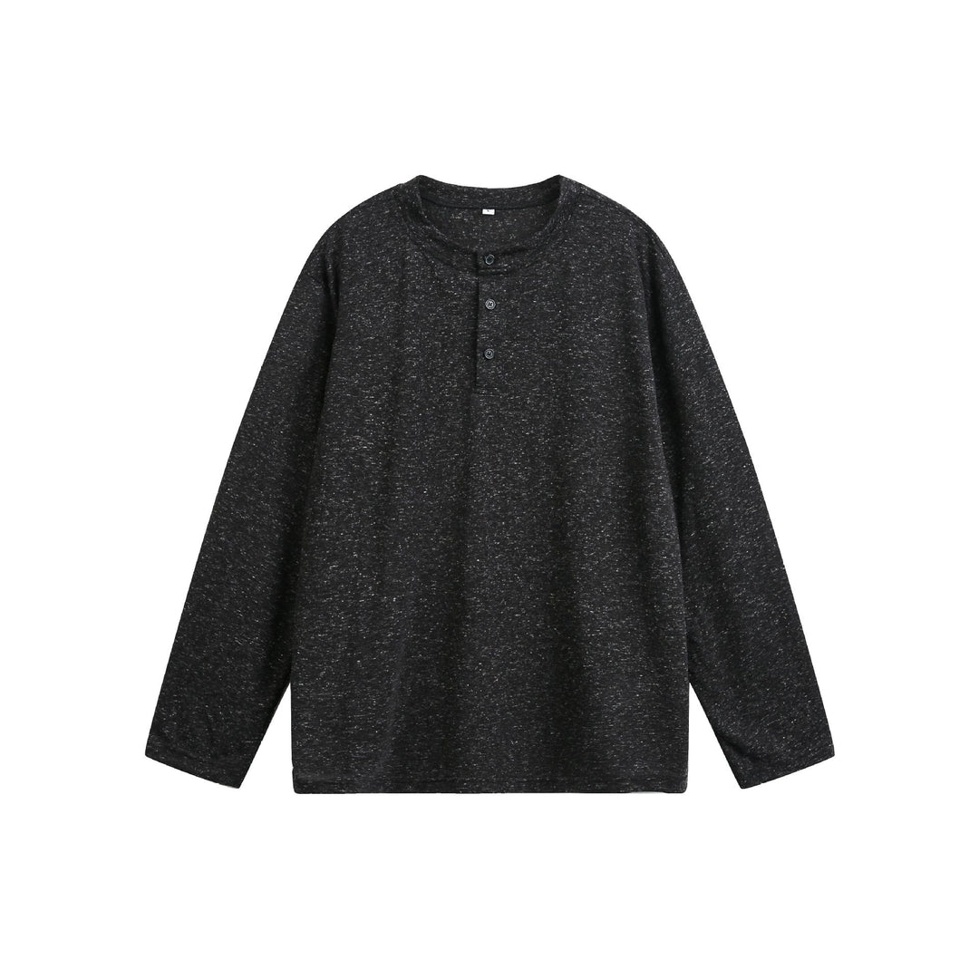 Unisex Melanged Cotton Henley Shirt in Oversized Look with Short Placket Mune Fashion