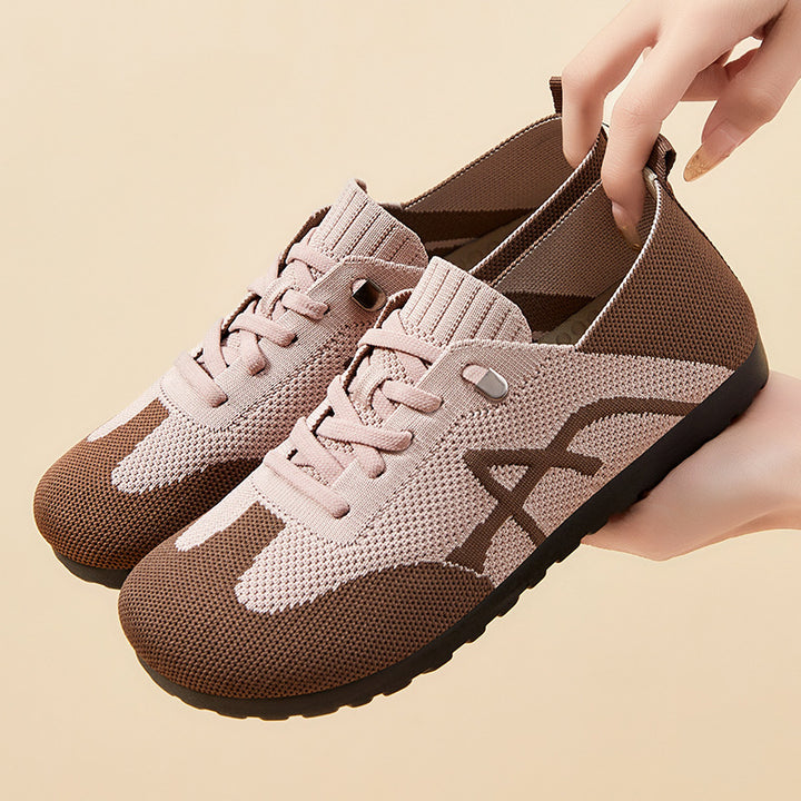 Women's comfortable knitted slip-on sneakers with elastic shaft, decorative lacing, and flexible non-slip outsole Mune Fashion