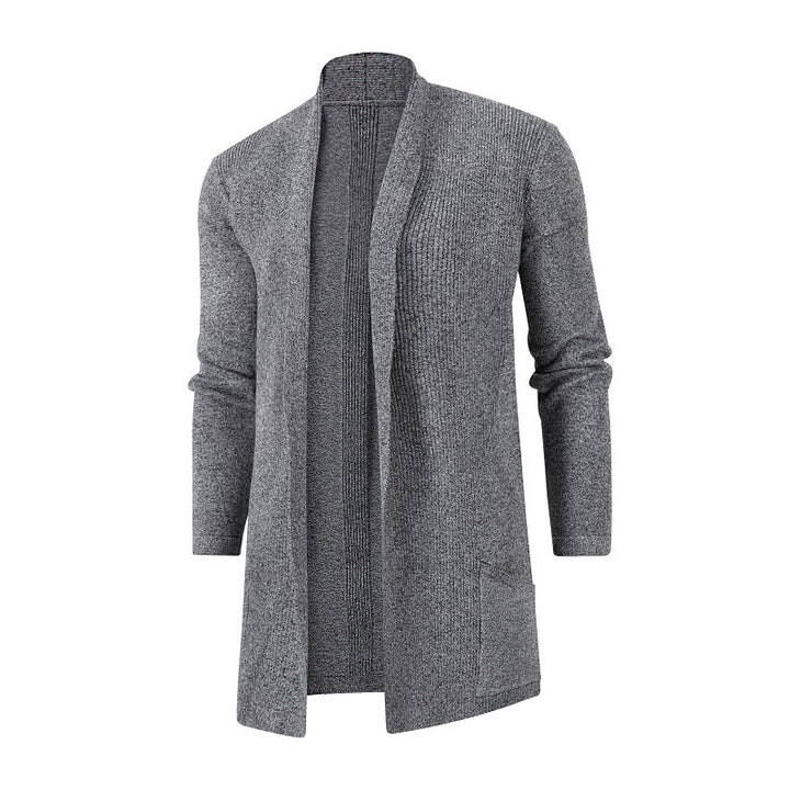 Women's longer open knitted cardigan with patch pockets and shawl collar Mune Fashion