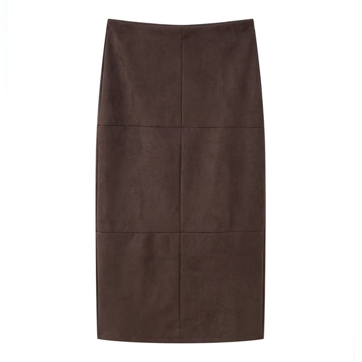 Women's Cropped Trench Coat in Suede Look with Ties and Epaulettes Mune Fashion