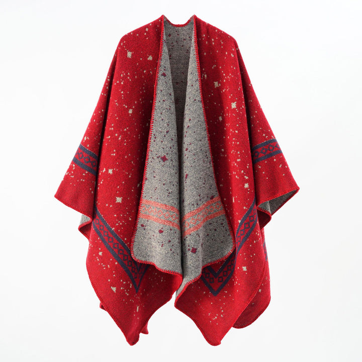 Women Oversized Cape made of Wool Blend with Two-Colored Reversible Structure Mune Fashion