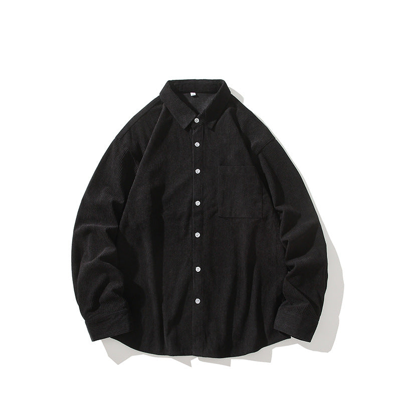 Men's Oversized Corduroy Shirt Jacket with Chest Pocket and Relaxed Fit Mune Fashion