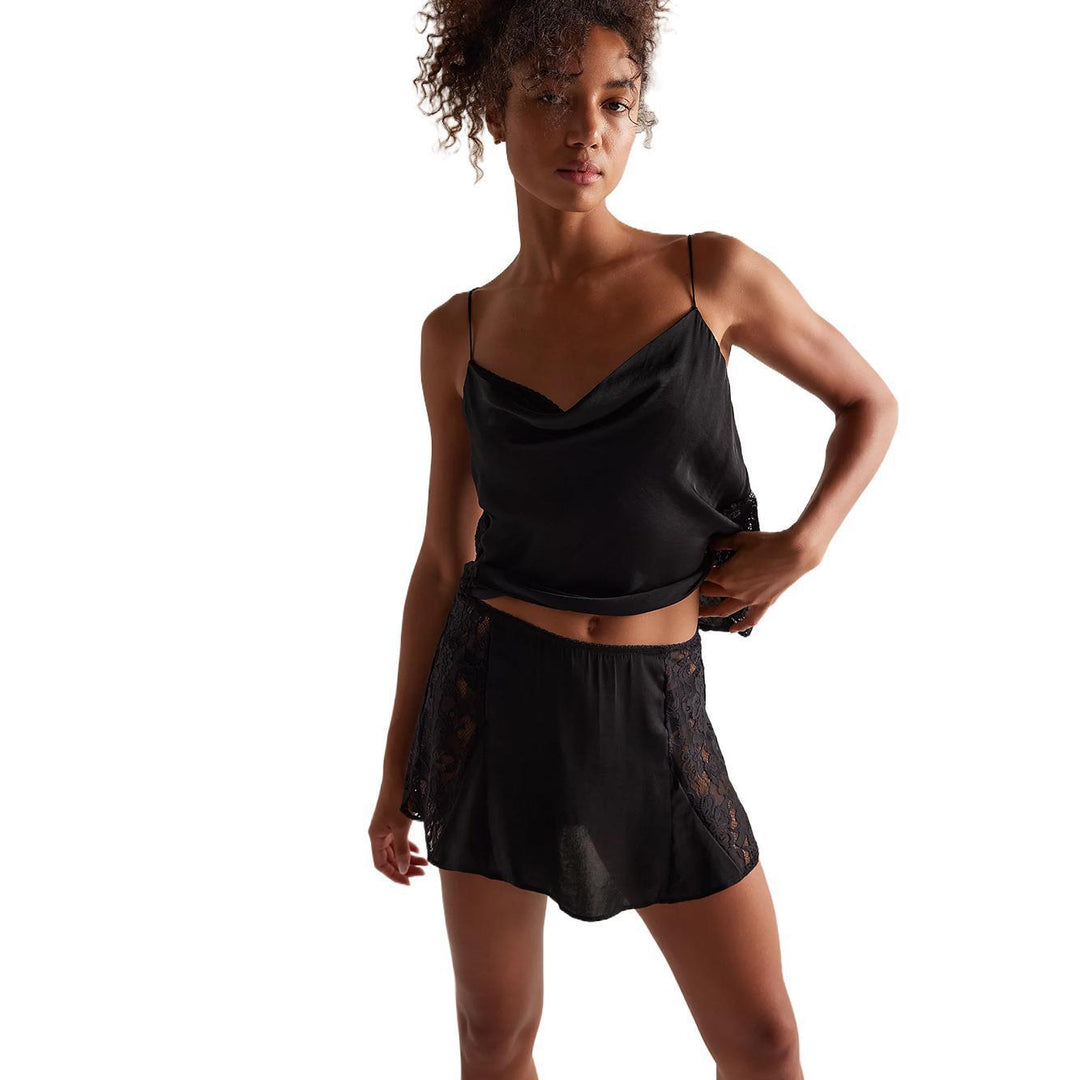 Women's Satin Nightdress with Lace Accents Mune Fashion