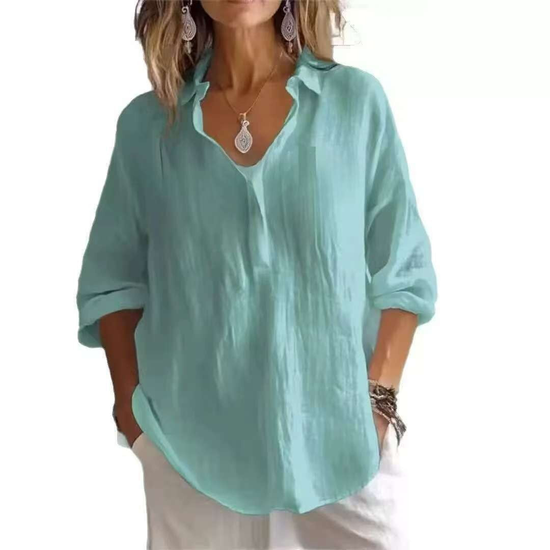 Women Lightweight Linen Blouse Mune Fashion
