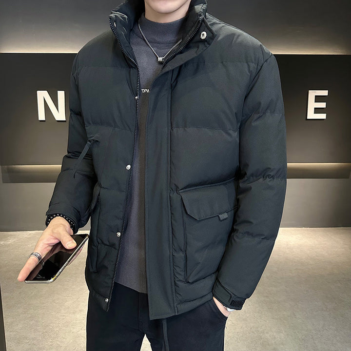 Men's thermo quilted jacket with high stand-up collar and flap pockets Mune Fashion