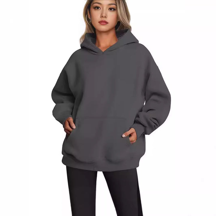 Women Longline-Oversize Hoodie with dropped shoulder, reinforced kangaroo pocket and ribbed hem Mune Fashion