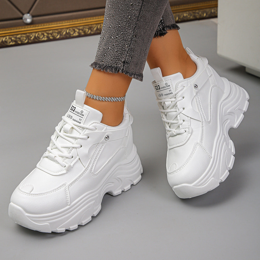 Women's Platform Chunky Sneakers with Sculpted Profile Sole and Padded Shaft Mune Fashion