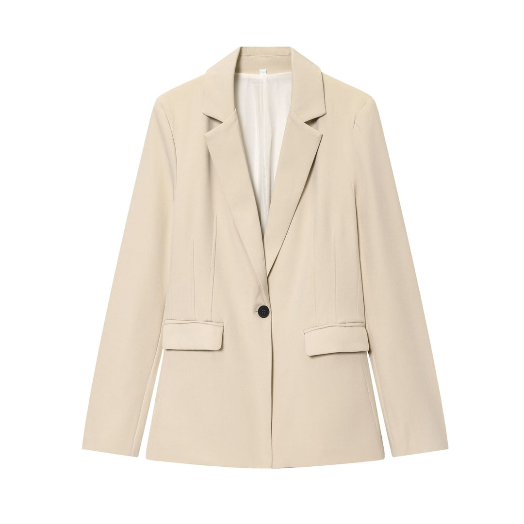Ladies slim one-button business blazer with patch pockets and defined shoulder shape Mune Fashion