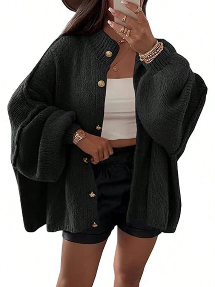Women's Fluffy Cardigan with Dropped Shoulders Mune