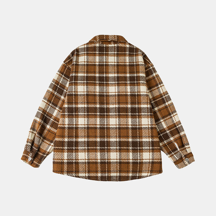Unisex Checked Overshirt Jacket in Shacket Style with Patched Chest Pockets and Relaxed Oversized Fit Mune Fashion