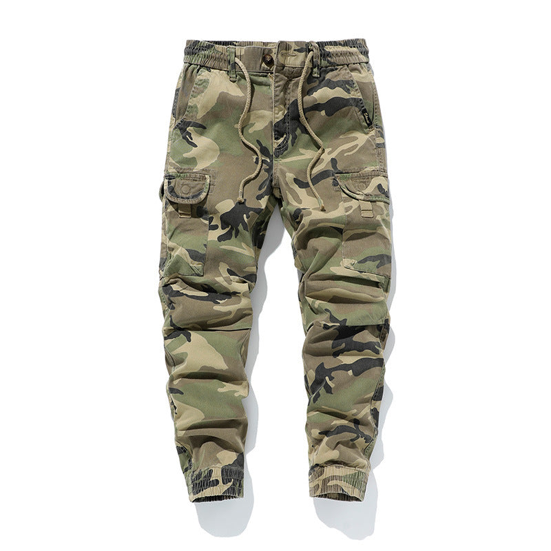 Men's Military-Style Cargo Jogger made of cotton blend with elastic drawstring waistband and modular flap pockets Mune Fashion