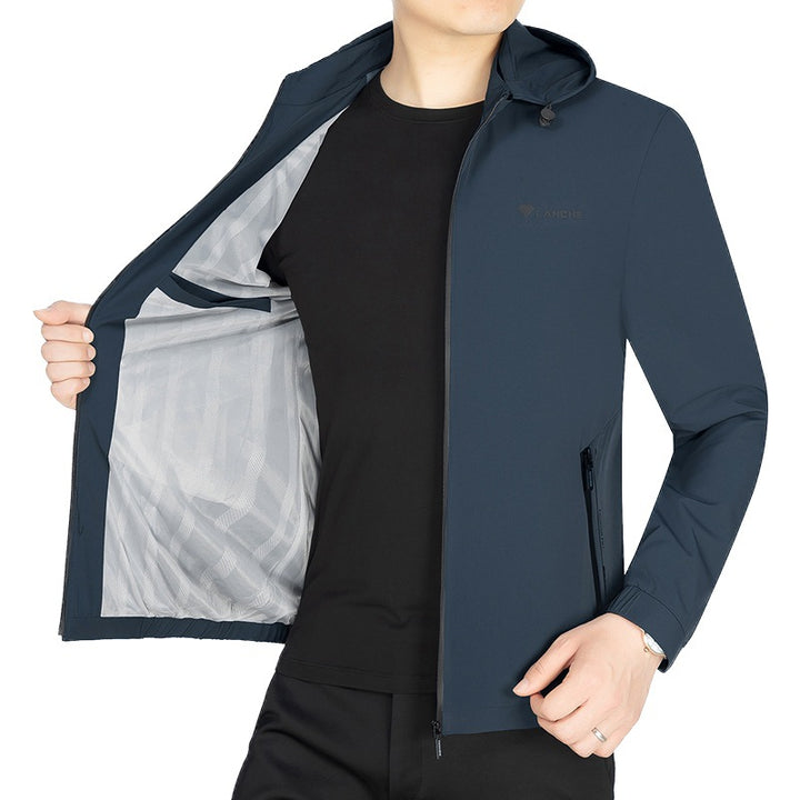 Men's Lightweight Softshell Functional Jacket with Hood Water-repellent Breathable Mune Fashion