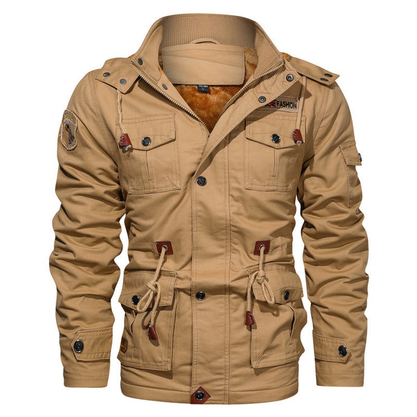 Men's utility field parka made of canvas with teddy lining, waist cord and multiple pockets Mune Fashion