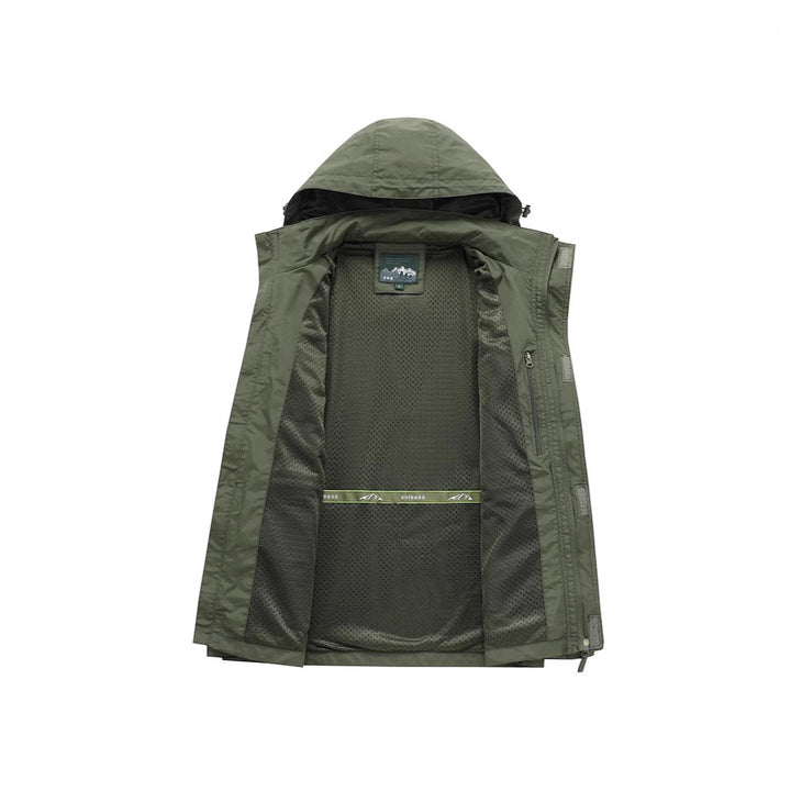 Men's multifunctional field jacket with hood collar, cargo pockets, and D-ring Mune Fashion