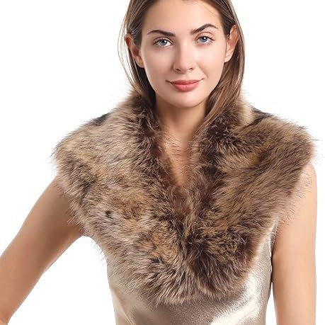 Women's Removable Faux Fur Stole with Voluminous Shawl Collar Mune Fashion