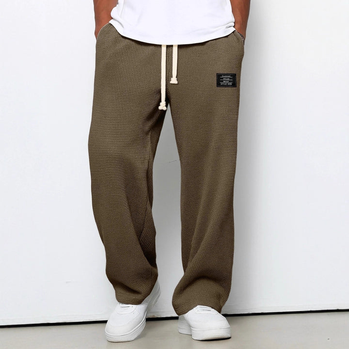 Men's Casual Waffle Texture Lounge Pants with Drawstring, Elastic Waistband and Loose Fit Mune Fashion
