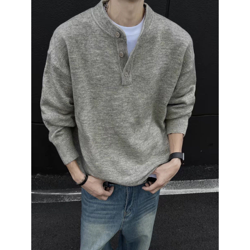 Men's Casual Knit Sweater with Button Placket Mune Fashion