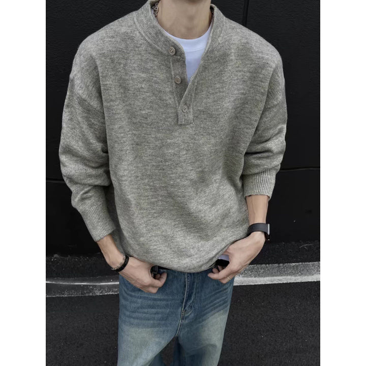 Men's Casual Knit Sweater with Button Placket Mune Fashion