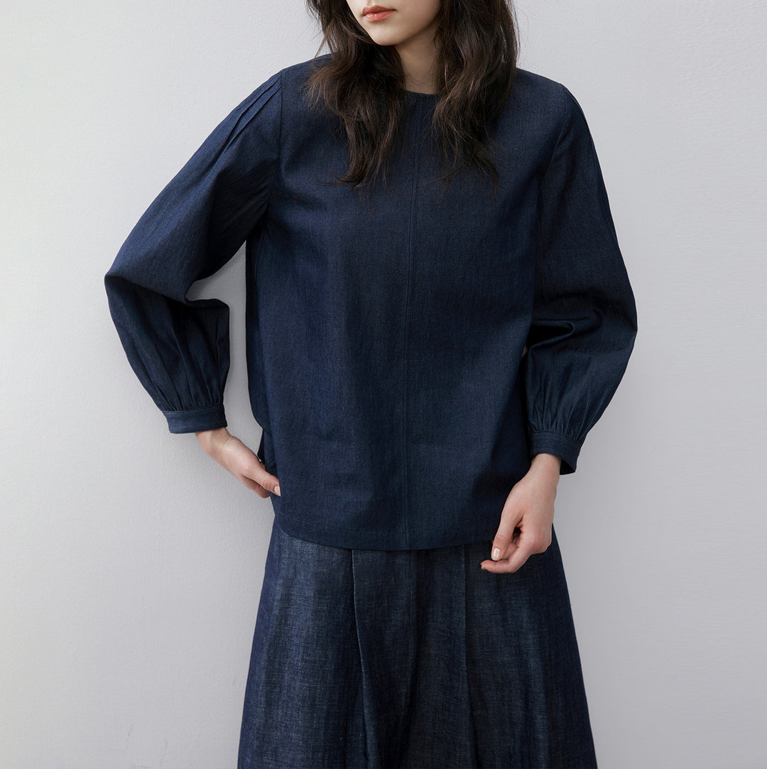 Ladies Elegant and Casual Denim Blouse Drune