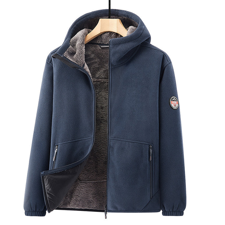 Men's fleece hoodie jacket with teddy lining, two-way zipper and concealed zip pockets Mune Fashion