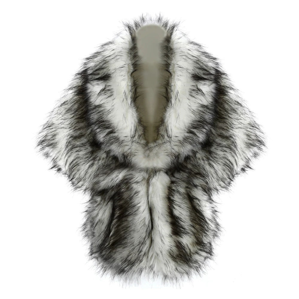 Women's elegant faux fur shoulder stole in capelet cut Mune Fashion