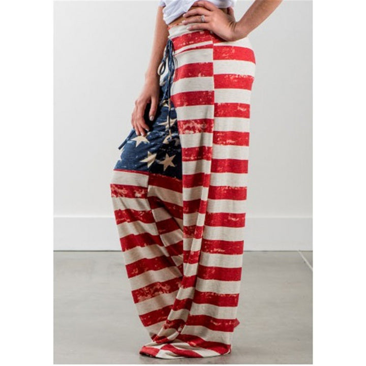 Women's loose jersey lounge pants with drawstring and vintage print Mune Fashion