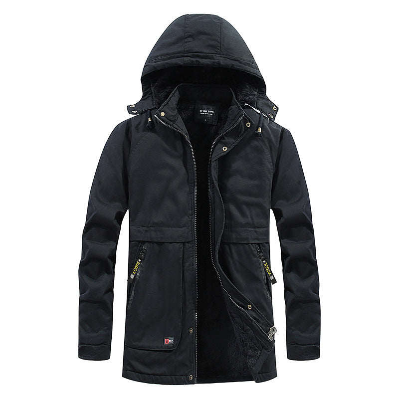 Men's utility hooded parka made of cotton canvas with warming teddy fleece lining and concealed front zipper Mune Fashion