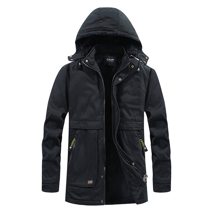 Men's utility hooded parka made of cotton canvas with warming teddy fleece lining and concealed front zipper Mune Fashion