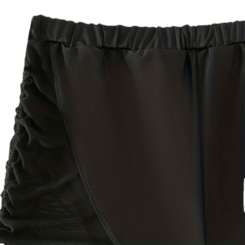 Women's swim shorts with elastic waistband and side ruffle details Mune Fashion