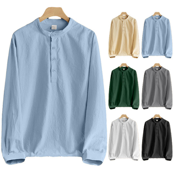 Men's Nehru collar Henley made of cotton stretch with concealed button placket and slim fit Mune Fashion