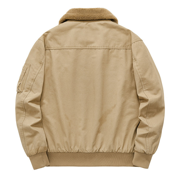 Men's pilot jacket with Sherpa lining, teddy collar, and utility pockets Mune Fashion