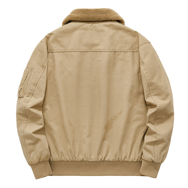Men's canvas field jacket with teddy collar, warming lining, and utility pockets Mune Fashion