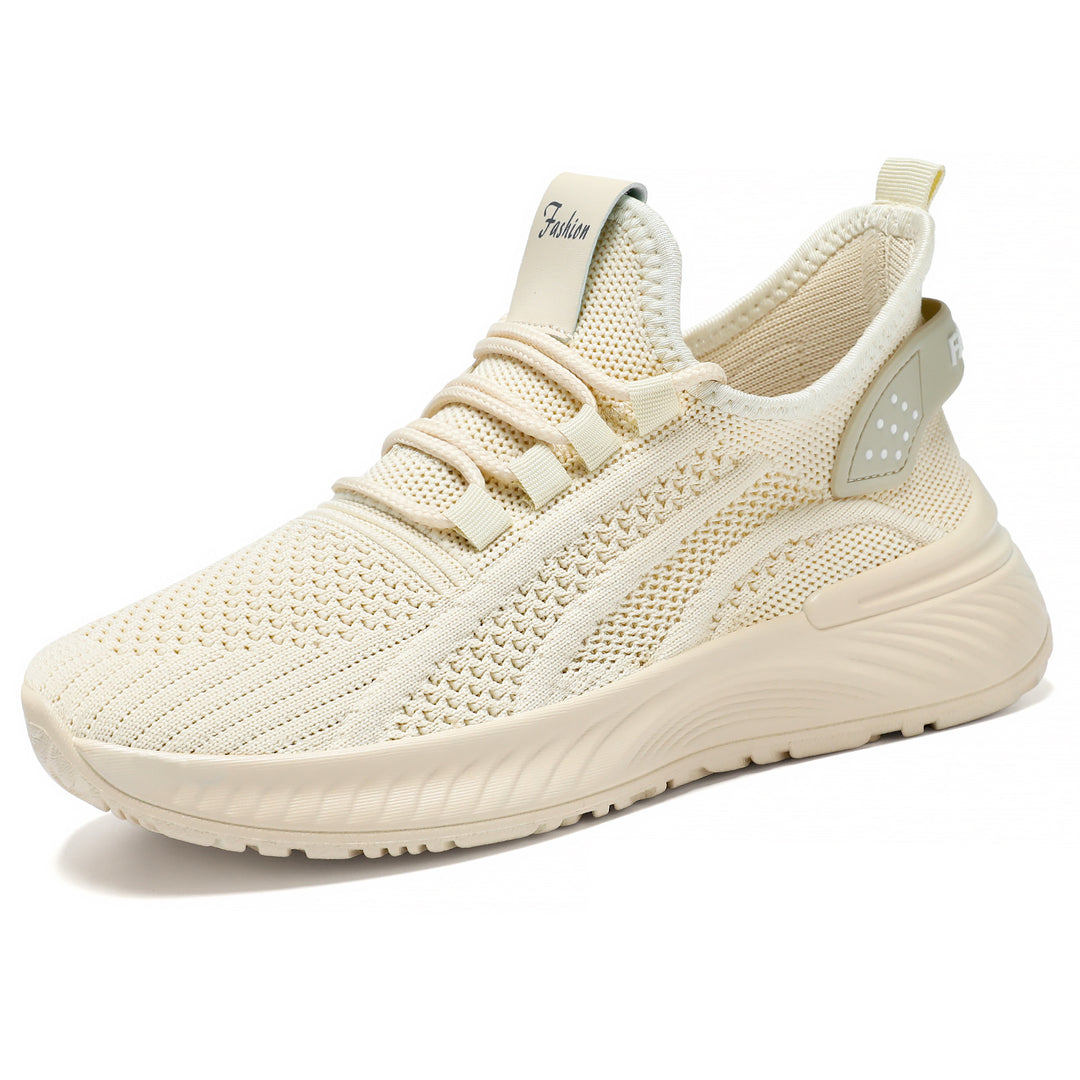 Women's breathable knitted casual sneakers with elastic slip collar and cushioned wedge sole Mune Fashion